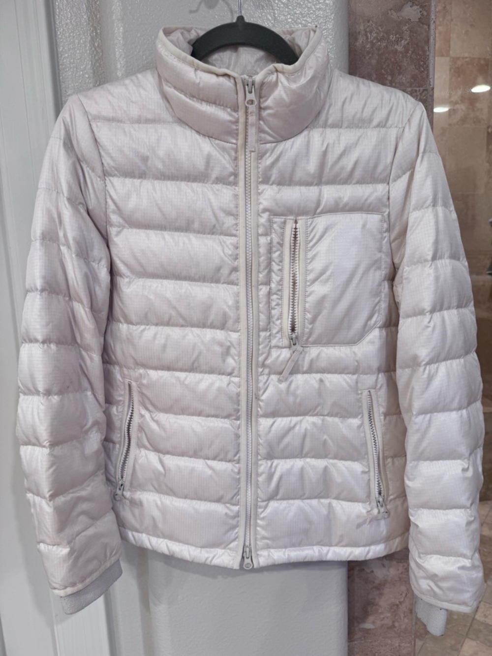 J. Crew White Quilted Puffer Jacket